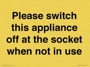 Please switch this appliance off at the socket when not in use